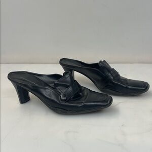 Predictions size 10 Black pLeather Slip-On Mule Heels